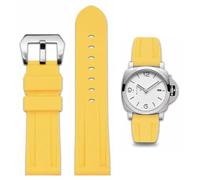 FOUUA Gummi Uhrenarmband Panerai Armband 22mm 24mm 26mm Uhrenarmband Wasserfest Gummi Silikon Gebürstete Edelstahl Silber Schnalle kompatibel mit Panerai Armband Unisex