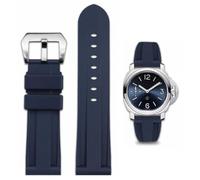 FOUUA Gummi Uhrenarmband Panerai Armband 22mm 24mm 26mm Uhrenarmband Wasserfest Gummi Silikon Gebürstete Edelstahl Silber Schnalle kompatibel mit Panerai Armband Unisex