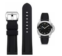 FOUUA Gummi Uhrenarmband Panerai Armband 22mm 24mm 26mm Uhrenarmband Wasserfest Gummi Silikon Gebürstete Edelstahl Silber Schnalle kompatibel mit Panerai Armband Unisex