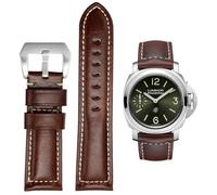 FOUUA Panerai Uhrenarmband 22 mm 24 mm 26 mm Leder Vintage Militär Uhr Ersatzband für Panerai Lumia 44 Herren, Braun-Silber, 22mm, Riemen