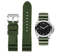 FOUUA Uhrenarmband Gummi Armband 22mm 24mm PANERAI Uhrenarmband Wasserfest Gummi Gebürstete Edelstahl Silber Schnalle Ersatzband kompatibel mit Panerai Unisex