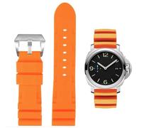 FOUUA Uhrenarmband Gummi Armband 22mm 24mm PANERAI Uhrenarmband Wasserfest Gummi Gebürstete Edelstahl Silber Schnalle Ersatzband kompatibel mit Panerai Unisex