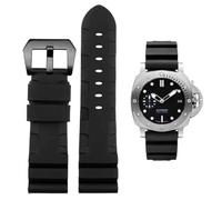 FOUUA Uhrenarmband Gummi Armband 22mm 24mm PANERAI Uhrenarmband Wasserfest Gummi Gebürstete Edelstahl Silber Schnalle Ersatzband kompatibel mit Panerai Unisex