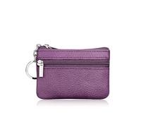 FOVAOK Damen-Geldbörse aus echtem Leder, individuelle Geschenke, Mädchen, Reißverschluss, Münzgeldbörse, Aufbewahrungstasche, Beutel, violett, 2PCS