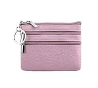 FOVAOK Geldbörse aus PU-Leder mit Schlüsselring, wasserdicht, mit Reißverschluss, verschleißfest, Kreditkartenetui, hellviolett, Einheitsgröße