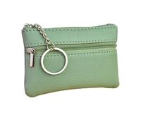 FOVAOK Kleine Mini-Geldbörse aus PU-Leder, mehrfarbig, leichte Oberschicht, Rindsleder, Reißverschluss, Schlüsseletui, einfarbig, Münztasche, lose Geldtasche, A-grün, Einheitsgröße