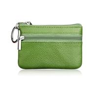 FOVAOK Modische Damen-Geldbörse aus Leder, Clutch, ein/zwei Reißverschluss, kurz, klein, Münzgeldbörse, weiches Mini-Kartenetui, 1 Reißverschluss, grün, Einheitsgröße