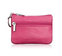 FOVAOK Modische Damen-Geldbörse aus Leder, Clutch, ein/zwei Reißverschluss, kurz, klein, Münzgeldbörse, weiches Mini-Kartenetui, 1 x Reißverschluss in Hot Pink, Einheitsgröße