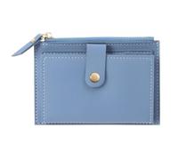 FOVAOK Niedliche modische Mini-Geldbörse aus PU-Leder, für Damen, einfarbig, Kreditkartenhalter, kleine Geldbörse, Geldtasche, Kartenhalter, blau, 2pcs
