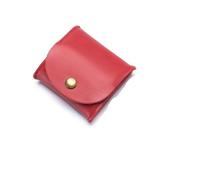 FOVAOK Tragbare Geldbörse aus echtem Leder, Vintage-Design, individuelle Ohrhörer-Halterung, Tasche für Damen und Herren, Mini-Geldbörse, rot, 2PCS