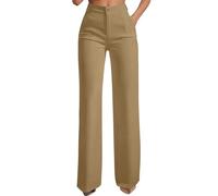 Foweknow Anzughose Damen High Waist Weites Bein Marlenehose Sommerhose Lang Business Hose Elegante Wide Leg Baggy Festliches Outfit Stoffhose Damenhosen Schickes Bundfaltenhose