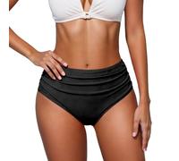 Foweknow Bikinihose Damen High Waist Slip Bauchweg Bikini Hose Retro Einfarbig Bikini Unterteil Strand Schwimmshorts Klassisch Sport Badeshorts Sommer Hotpants Badeanzug Briefs Bikinislip