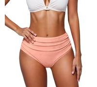 Foweknow Bikinihose Damen High Waist Slip Bauchweg Bikini Hose Retro Einfarbig Bikini Unterteil Strand Schwimmshorts Klassisch Sport Badeshorts Sommer Hotpants Badeanzug Briefs Bikinislip