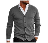 Foweknow Cardigan Herren Strickjacke Langarm Leicht Übergangsjacke Lässig V Ausschnitt Sweatjacke Modetrend Feinstrick Klassischer Strickmantel Winter Warme Weiche Bequeme Freizeitjacke