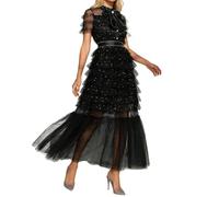 Foweknow Cocktailkleid Damen Brautkleid A Linie Tüll Spitze Hochzeitskleid Lange Ärmel Prinzessin Kleider Mit Schleife Elegant Für Hochzeit Brautmode Einfarbig Maxikleid Abendkleider