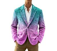 Foweknow Cord Sakko Herren 3D Pailletten Bedruckt Blazer Karneval Kostüm Für Hochzeit Party Silvester Outfit Glitzer Smoking Slim Anzugjacke Freizeit Glitter Herrenjacke Cordjacke