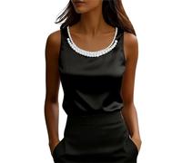 Foweknow Damen Satin Tank Top Basic Cami Sommer Weste Lässiges V-Ausschnitt Ärmellose Blusen Camisole Casual Sexy Blusentops Oberteil Elegant Seidentop Trägertop Läsige Satinbluse