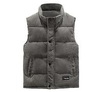 Foweknow Daunenweste Herren Cord Bequeme Steppweste Einfarbige Modische Bodywarmer Freizeitweste Stehkragen Lässige Streetwear Arbeitsweste Winterweste Functionsweste Übergangsjacke
