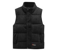 Foweknow Daunenweste Herren Cord Bequeme Steppweste Einfarbige Modische Bodywarmer Freizeitweste Stehkragen Lässige Streetwear Arbeitsweste Winterweste Functionsweste Übergangsjacke