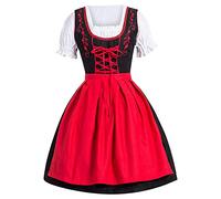 Foweknow Dirndl Damen Midi Trachtenkleid Oktoberfest Kostüm Trachtenmode Trachtenrock Cosplay Trachten Dirndlkleid Festlich Dirndlbluse Grosse Grössen Dirndlschürze Maxikleider