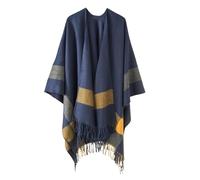 Foweknow Herren Fleece Poncho Winter Warm Schal Dicke Fleece Umhang Herbst Winter Thermo Capes Wrap Fashion Colour Block Wrap Open Front Frauen Winterjacke Bequeme Einfache Cardigan