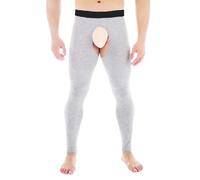 Foweknow Herren Leggings Sexy Offen Schritt Strumpfhose Lange Unterhosen Hohe Taille Slim Fit Fitnesshose Einfarbig Bequem Atmungsaktiv Hose Stretch Ouvert Dessous Tights Unterwäsche