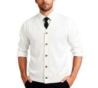 Foweknow Herren Pullunder V-Ausschnitt Ärmellose Strickweste Comfort Fit Strickjacke Weste Leichte Sleeveless Knöpfen Strickpullover Klassisch Cardigan Tanktops Weiche Übergangsweste