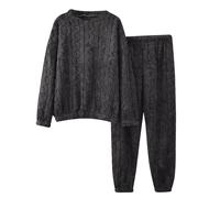 Foweknow Herren Schlafanzug Flanell Hausanzug Winter Pyjama Set Lang Zweiteiliger Thermo Plüsch Weich Kuschelig Herrenschlafanzug Jacquard Bequeme Kuschelschlafanzüge Nachtwäsche Anzug