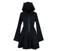Foweknow Hoodie Damen Katzen Ohr Kapuzenpulli Gothic Y2K E-Girl Sweatshirt Kawaii Pullover Oversize Kapuzenpullover Jacke Herbst Winter Oberteile Sweatjacke Langarm Einfarbig Übergangsjacke
