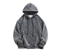 Foweknow Hoodie Herren Used-Look Y2K Vintage Sweatshirt Oversize Ausgewaschene Kapuzenpulli Herbst Sportbekleidung Langarm Kängurutasche Tops Lässig Fitness Basic Kapuzenpullover