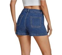 Foweknow Jeans Shorts Damen Denim Kurze Hose Sommer Jeansshort Casual Elastisch Cargojeans Sommershort Mit Taschen High Waist Sexy Shorts Stretch Jeanshose Große Größen Bermuda Hotpants
