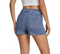 Foweknow Jeans Shorts Damen Denim Kurze Hose Sommer Jeansshort Casual Elastisch Cargojeans Sommershort Mit Taschen High Waist Sexy Shorts Stretch Jeanshose Große Größen Bermuda Hotpants