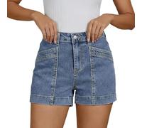 Foweknow Jeans Shorts Damen Denim Kurze Hose Sommer Jeansshort Casual Elastisch Cargojeans Sommershort Mit Taschen High Waist Sexy Shorts Stretch Jeanshose Große Größen Bermuda Hotpants