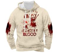 Foweknow Kapuzenpullover Herren I'M Ok It'S Not My Blood Hoodies Für Männer Halloween Blut Bedrucken Pullover Casual Langarm Sweatshirt Weiches Kapuzenpulli Winter Oberteil Mit Kordelzug
