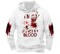 Foweknow Kapuzenpullover Herren I'M Ok It'S Not My Blood Hoodies Für Männer Halloween Blut Bedrucken Pullover Casual Langarm Sweatshirt Weiches Kapuzenpulli Winter Oberteil Mit Kordelzug