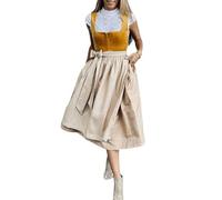 Foweknow Midi Dirndl Damen Trachtenkleid Oktoberfest Dirndlkleid 2 Teilig Set Lang Grosse Grössen Dirndlbluse Traditionelles Trachtenrock Bayerisches Bierfest Cosplay Kostüme Freizeitkleider