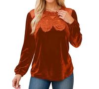 Foweknow Oberteile Damen Elegant Langarm Große Größen Damenbluse Top Casual Business Mode Retro Festliche Party Bluse Herbst Winter Unterhemd Regular Fit Longtops Leichte Lässiges Blusentop