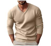 Foweknow Pullover Herren Dünne Slim Fit Sweater Modische Einfachheit Strickpullover Vielseitige Feinstrick Herbst Winterpulover V Ausschnitt Einfarbige Regular Fit Langarmshirt