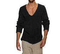 Foweknow Pullover Herren Langarm Stickjacke Tiefem V Ausschnitt Solide Sweater Einfachheit Modische Trendings Winterpullover Unterhemd Langarm Regular Fit Business Freizeitshirt