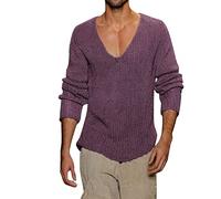 Foweknow Pullover Herren Langarm Stickjacke Tiefem V Ausschnitt Solide Sweater Einfachheit Modische Trendings Winterpullover Unterhemd Langarm Regular Fit Business Freizeitshirt