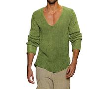 Foweknow Pullover Herren Langarm Stickjacke Tiefem V Ausschnitt Solide Sweater Einfachheit Modische Trendings Winterpullover Unterhemd Langarm Regular Fit Business Freizeitshirt