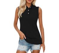 Foweknow Rollkragenshirt Damen Ärmellos Poloshirt Stehkragen Slim Fit Gerippt Tanktop Elegant Basic Stretch Top Damen Sommer Kurz Basic Unterhemd Casual Atmungsaktiv Fitness Laufshirts