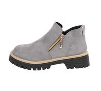 Foweknow Stiefeletten Damen Kurze Stiefel Mit Absatz Stiefeletten Dicker Sohle Seitlichem Reißverschluss Modische Vielseitige Winterstiefeletten Rundem Zehenbereich Ankle Boots