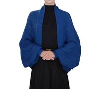 Foweknow Strickjacke Kurz Damen Weiche Schal Strickcardigan Elegant Pullover Cardigan Langarm Einfarbig Oberteile Leichte Dünne Gestrickter Zopfschal Warmer Kaschmirschal