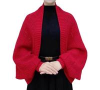 Foweknow Strickjacke Kurz Damen Weiche Schal Strickcardigan Elegant Pullover Cardigan Langarm Einfarbig Oberteile Leichte Dünne Gestrickter Zopfschal Warmer Kaschmirschal