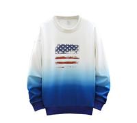 Foweknow Sweatshirt Herren Farbverlauf Rundhals Pullover Lockere Passform Ohne Kapuze Unterhemd Modische Vielseitige Tägliche Freizeitshirt Outdoor Lässig Business Arbeitspullover