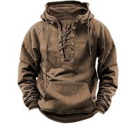 Foweknow Sweatshirt Herren Vintage Einfarbige Hoodie Verdickt Schnürung Modische Kapuzenpullover Einfachheit Vielseitige Regular Arbeitspullover Langarm Taktische Freizeitshirt