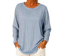 Foweknow T Shirt Damen Sommer Longsleeve Sport Tshirt Damen Ringelshirt Karneval Festlich Blusenshirt Klassische Overzised Blusentop Gestreifter Leicht Und Luftig Damenbluse