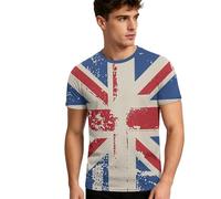 Foweknow T Shirt Herren Britischer Flagge Bedruckt Sportshirt Rundhalsausschnitt Kurzärmlig Basic Lässiges Oberteil Bodybuilding Athletic Shirts Gym Workout Top Kurzarm Vintage Freizeitshirt