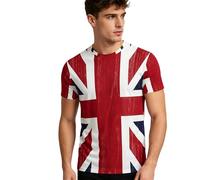 Foweknow T Shirt Herren Britischer Flagge Bedruckt Sportshirt Rundhalsausschnitt Kurzärmlig Basic Lässiges Oberteil Bodybuilding Athletic Shirts Gym Workout Top Kurzarm Vintage Freizeitshirt